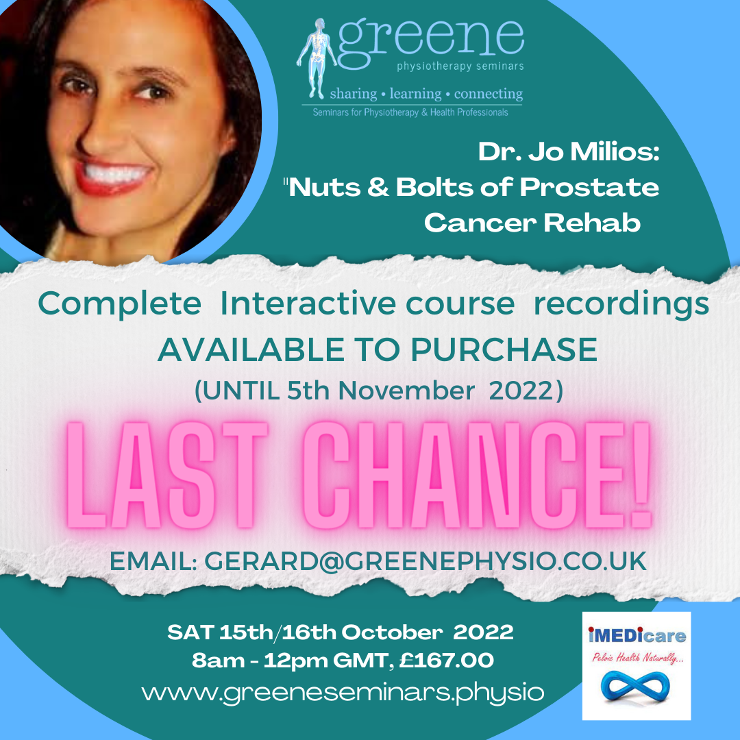 Jo Milios: Prostate cancer rehab course ( Catch up available ) 